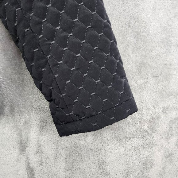 Womens Black Quilted Jacket By Gallery Full Zip Long Sleeve Zip Pockets Size L - Picture 5 of 11